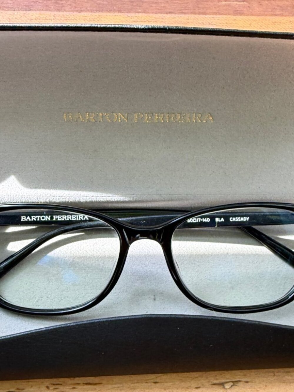 Barton Perreira Cassady Black Eyeglass Frames 50-17-140 with Case and Lens Cloth